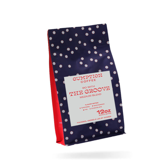 Go With The Groove rich balanced coffee blend bag by Gumption Coffee